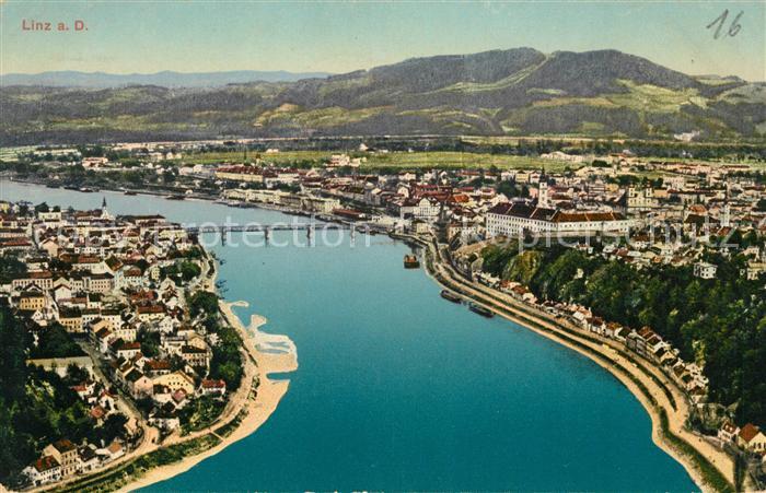 Linz Donau Fliegeraufnahme Donaupartie