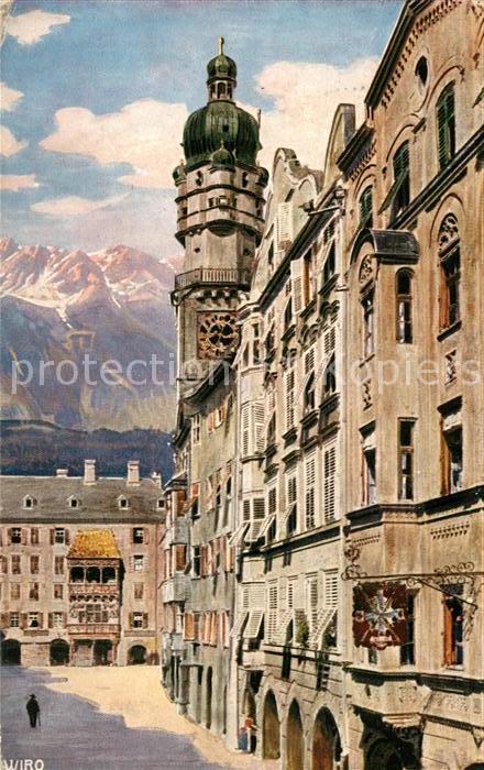 Innsbruck Herzog Friedrich Strasse mit goldenem Dachl Wiro Kuenstlerkarte 2258 B