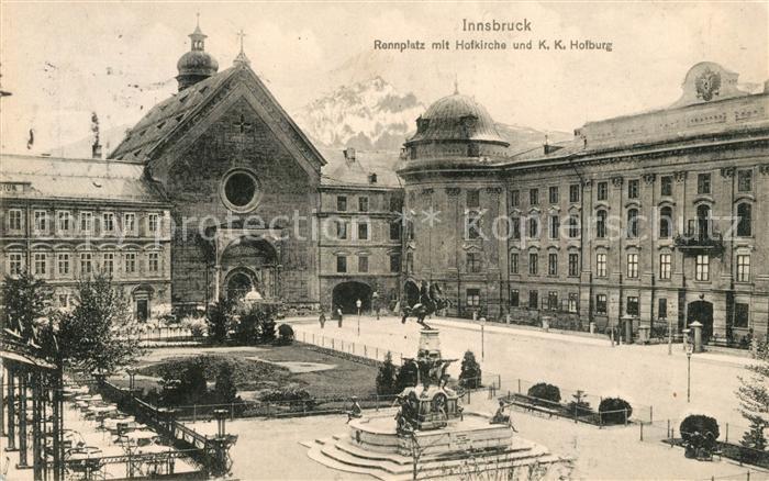 Innsbruck Rennplatz mit Hofkirche und Hofburg Denkmal