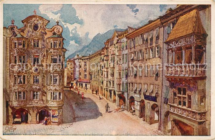 Innsbruck Goldenes Dachl Alpenlaendische Kunst Kuenstlerkarte