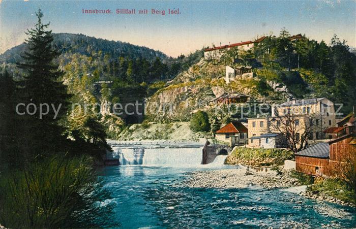 Innsbruck Sillfall mit Berg Isel Wasserfall