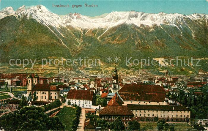 Innsbruck Stadtpanorama gegen Norden mit Nordkett