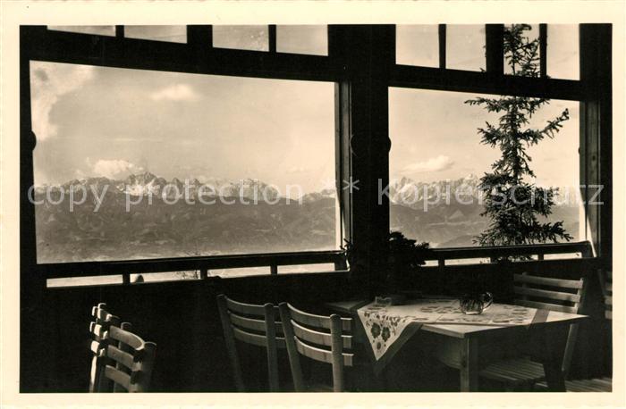 Kanzelhoehe Bergrestaurant Blick gegen die Julischen Alpen