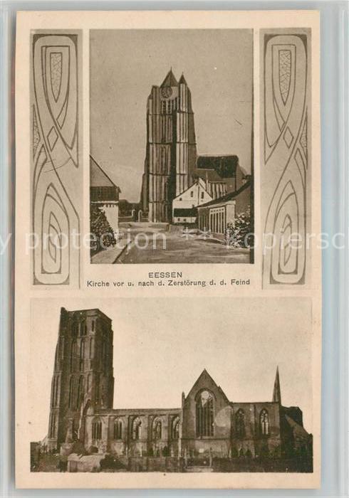 Eessen Kirche vor und nach der Zerstoerung