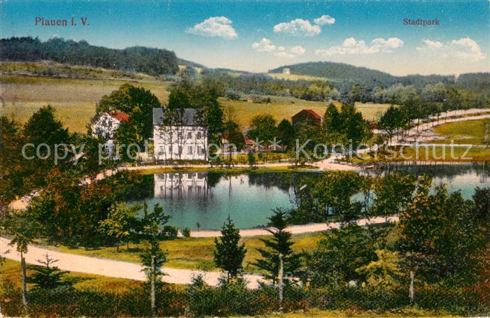 Plauen Vogtland Stadtpark Teich Landschaftspanorama