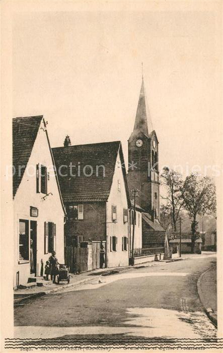 Monsweiler Grande Rue et Eglise Protestante
