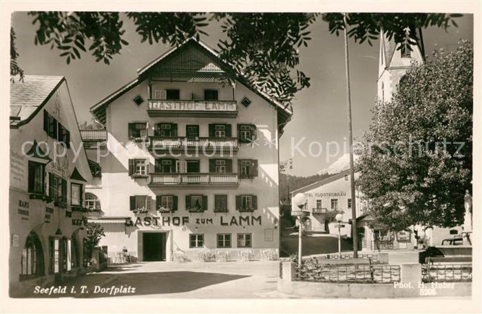 Seefeld Tirol Dorfplatz Gasthof zum Lamm Serie Deutsche Heimatbilder Huber Postk
