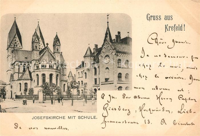 Krefeld Josefskirche mit Schule Deutsche Reichspost