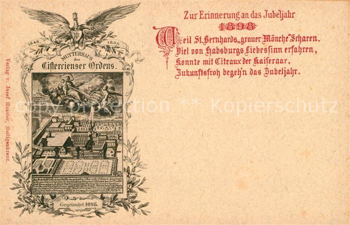 St Bernhard-Frauenhofen Zur Erinnerung an das Jubeljahr Mutterhaus des Zisterzie