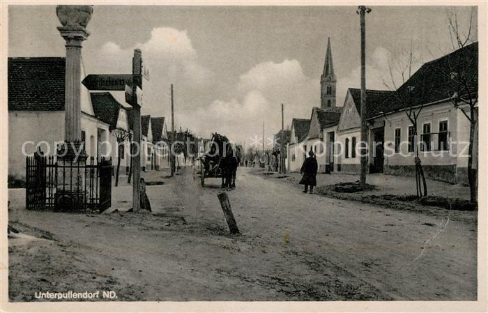 Unterpullendorf Dorfpartie Pferdefuhrwerk