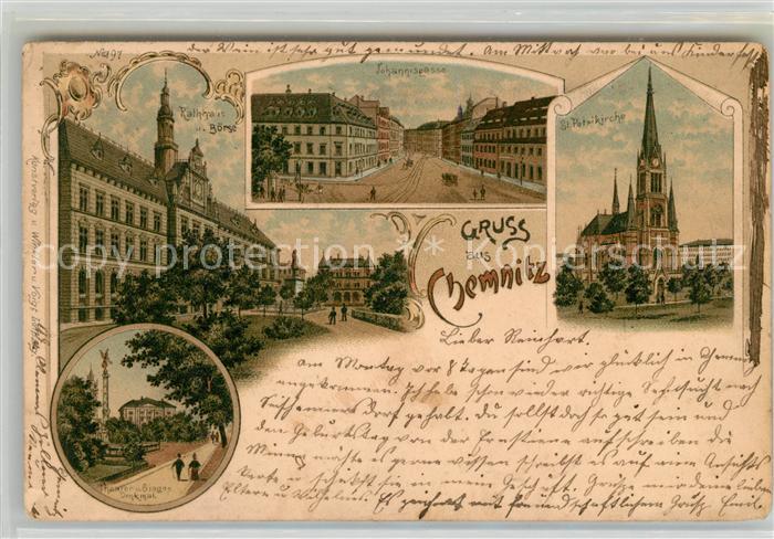 CHEMNITZ Sachsen Rathaus Boerse Johannisgasse St Petrikirche Theater und Siegesd