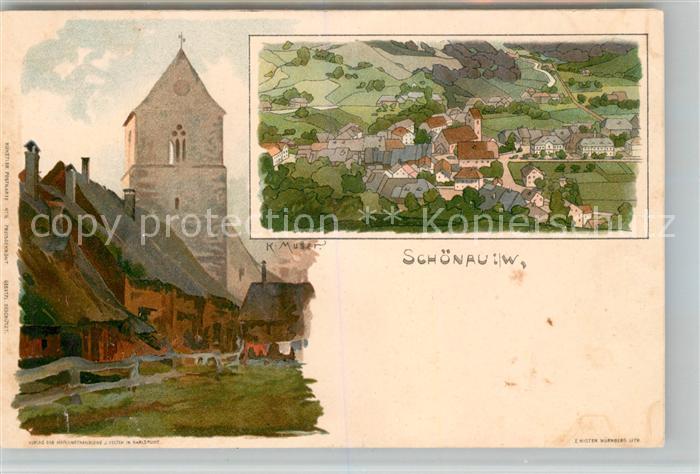 Schoenau Schwarzwald Stadt Motiv Kuenstlerkarte