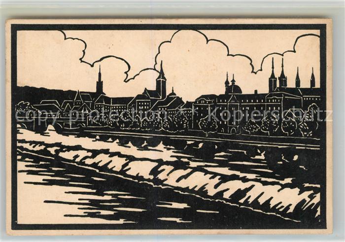 WueRZBURG Bayern Mainquai Holzschnitt