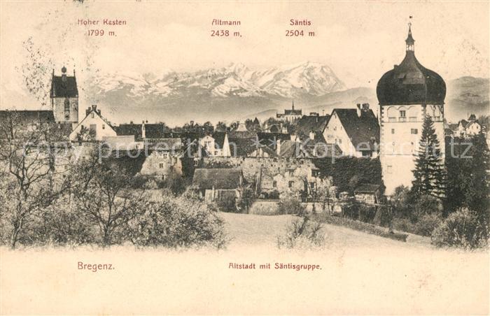 Bregenz Vorarlberg Altstadt mit Saentisgruppe Hoher Kasten Altmann