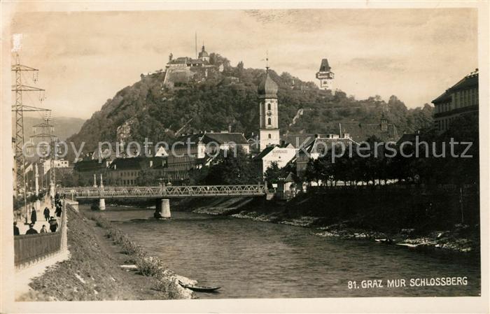 Graz Steiermark Murpartie mit Schlossberg