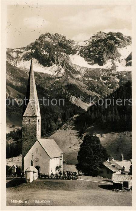 Mittelberg Kleinwalsertal mit Kirche und Schafberg