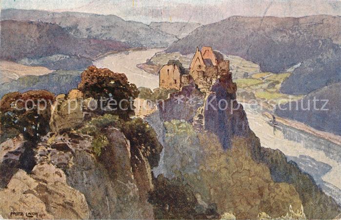 Aggstein Niederoesterreich Ruine Aggstein Nibelungenweg Kuenstlerkarte
