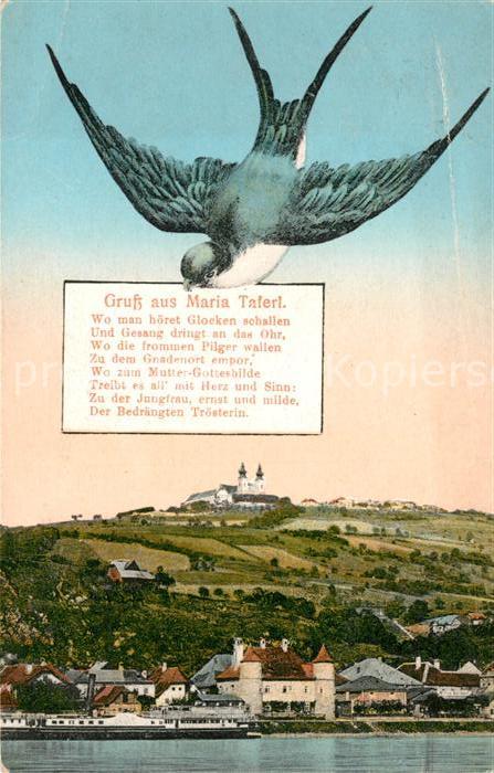 Maria Taferl Blick ueber die Donau zur Wallfahrtskirche Briefschwalbe