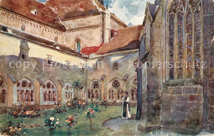 Heiligenkreuz Niederoesterreich Zisterzienserabtei Kreuzgang Kuenstlerkarte