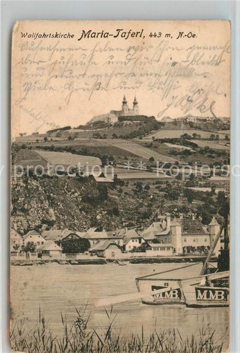 Maria Taferl Blick ueber die Donau zur Wallfahrtskirche