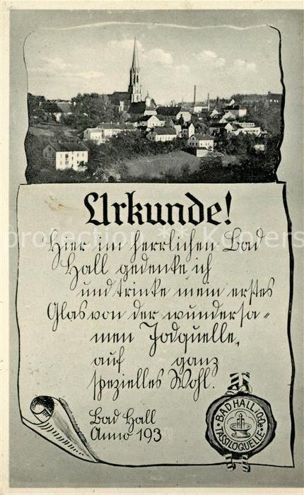 Bad Hall Oberoesterreich Stadtbild mit Kirche Urkunde Siegel