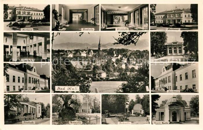 Bad Hall Oberoesterreich Stadtbild mit Kirche Kurhaeuser Trinkhalle Park Konzert