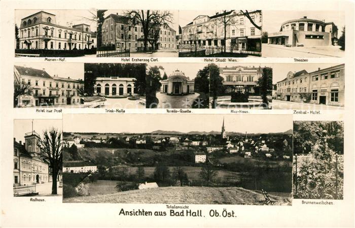 Bad Hall Oberoesterreich Ansichten Kurort Kurhotels Theater Quelle Rathaus Brunn