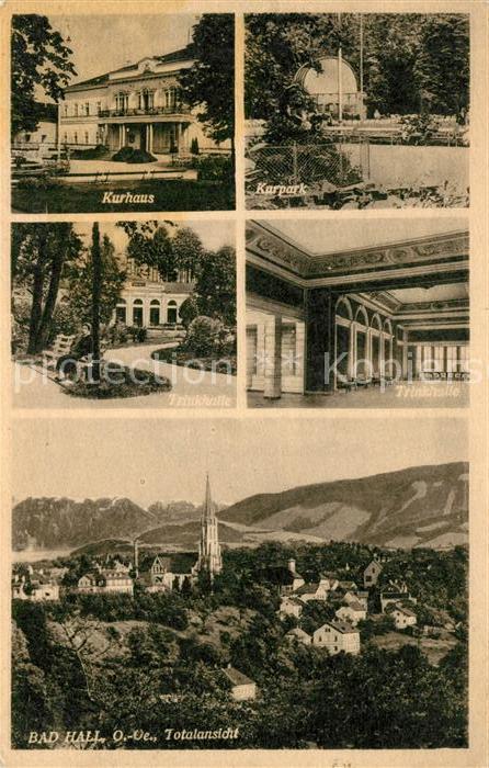 Bad Hall Oberoesterreich Kurhaus Kurpark Trinkhalle Stadtpanorama Alpen