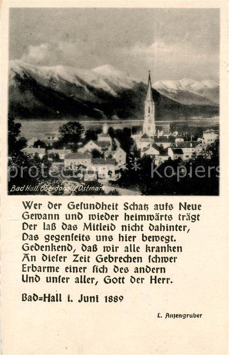 Bad Hall Oberoesterreich Ortsansicht mit Kirche Alpenpanorama Gedicht L. Anzengr