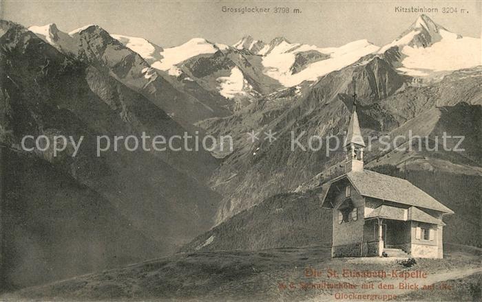 Schmittenhoehe St Elisabeth Kapelle mit Glocknergruppe