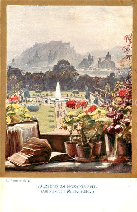 Salzburg Oesterreich Blick vom Mirabellenschloss Kuenstlerkarte