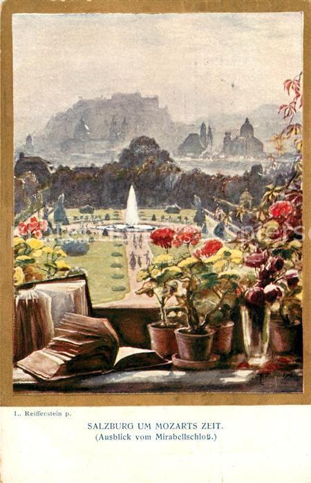 Salzburg Oesterreich Blick vom Mirabellenschloss Kuenstlerkarte