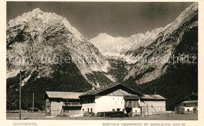 Leutaschtal Gasthaus Donnerrose mit Bergleutal Alpen