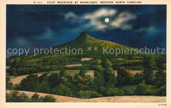 North Carolina US-State Pilot Mountain by moonlight