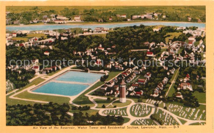 Lawrence Massachusetts Air view Reservoir Water Tower Residential Section
