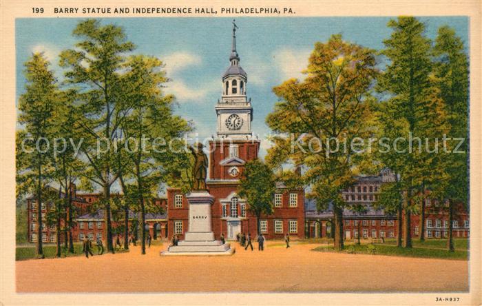 Philadelphia Pennsylvania Barry Statue Independance Hall Illustration