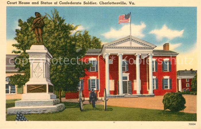 Charlottesville Virginia Court House and Statue of Confederate Soldier Memorial