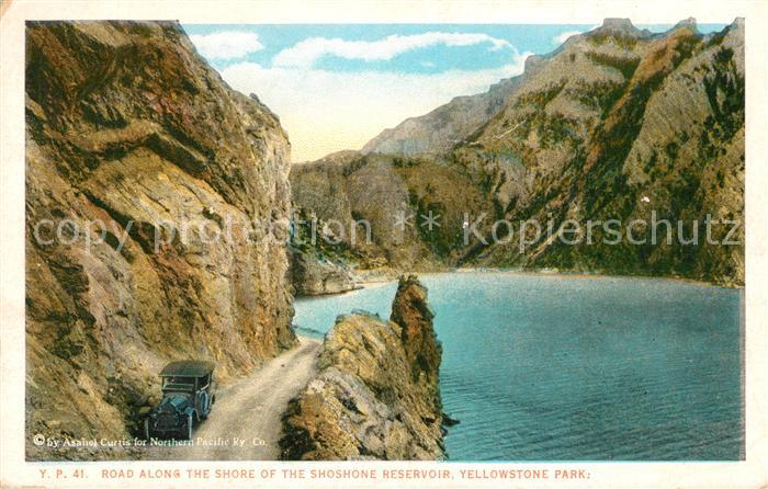 Yellowstone National Park Road along the Shore of the Shoshone Reservoir
