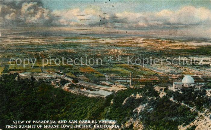 Pasadena California and San Gabriel Valley view from summit of Mount Lowe Inclin
