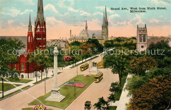 Milwaukee Wisconsin Grand Avenue west from Ninth Street Church Memorial