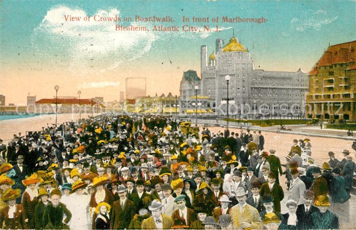 Atlantic City New Jersey Crowds on Boardwalk in front of Marlborough Blenheim