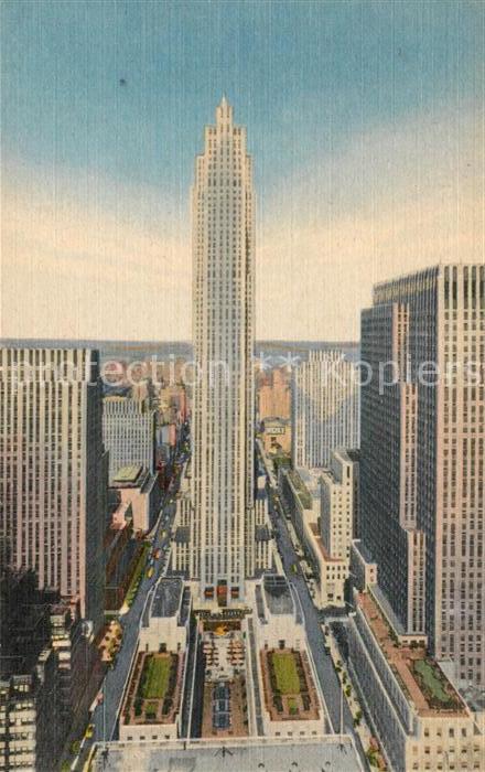 New York City Rockefeller Center Skyscrapers Time and Life Building Illustration