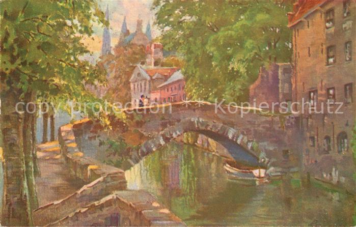 Bruges BRUGGE Belgie Pont de l Hydromel Peinture Kuenstlerkarte