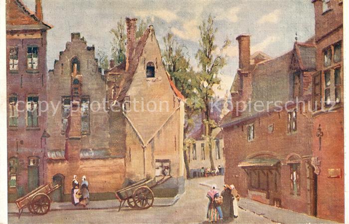 Bruges BRUGGE Belgie Place des Tanneurs Peinture Kuenstlerkarte
