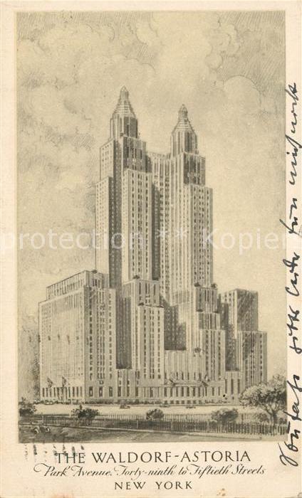 New York City Waldorf Astoria Hotel Park Avenue Skyscraper
