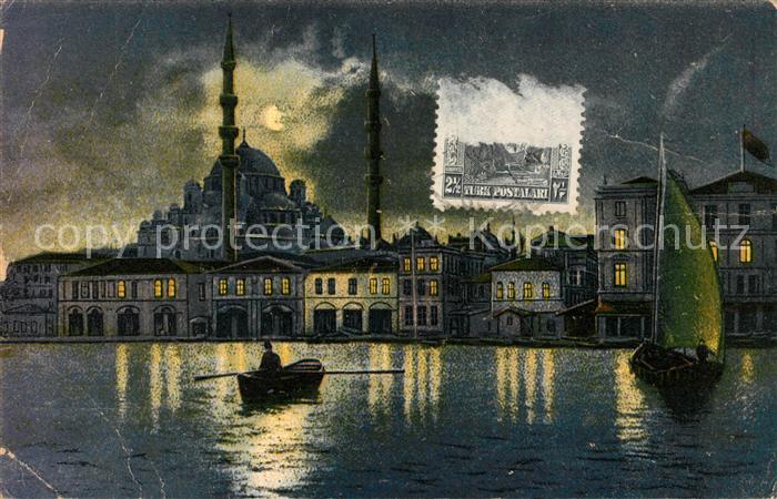 Constantinopel Istanbul Jeni Djami au clair de lune