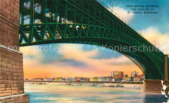 Saint Louis Missouri Eads Bridge showing the skyline of St Louis Illustration
