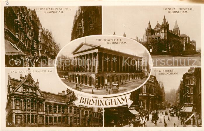 Birmingham Corporation Street General Hospital Law Courts New Street Town Hall
