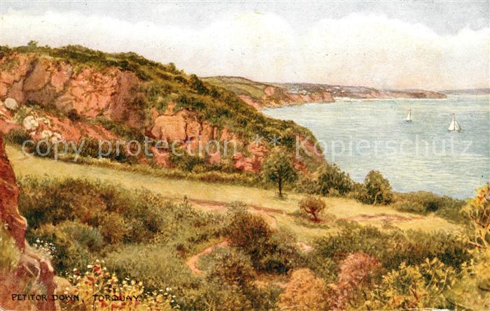 Torquay UK Panorama Coast Painting Kuenstlerkarte