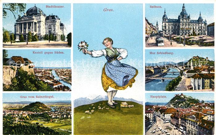 Graz Steiermark Stadttheater Rathaus Mur Schlossberg Ha